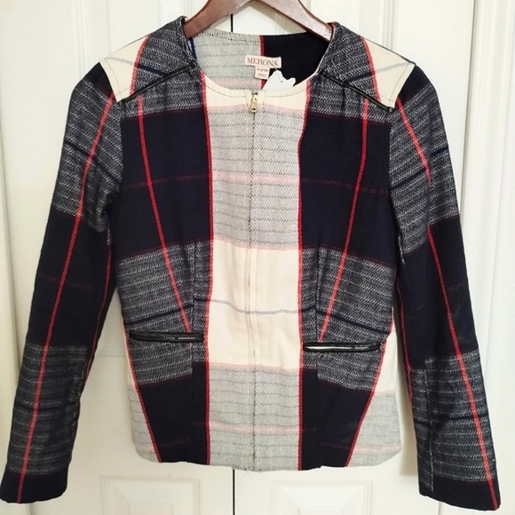 Plaid Zippered Blazer Jacket - Picture 4 of 8
